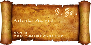 Valenta Zsanett névjegykártya